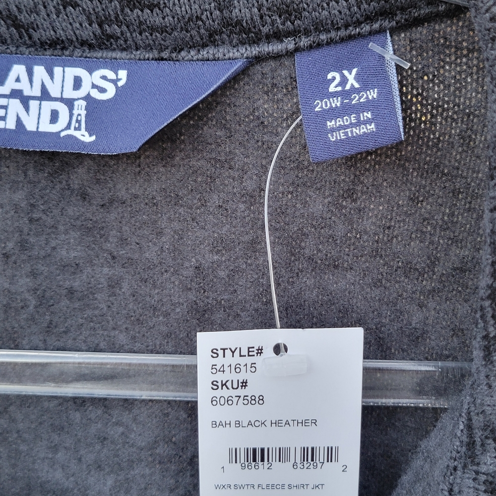 Land's End SHACKET NWT knit snap marled Black Heather size 2X - Picture 5 of 7